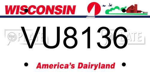 VU8136 Wisconsin License Plate