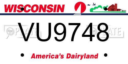 VU9748 Wisconsin License Plate