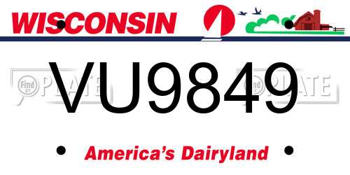 VU9849 Wisconsin License Plate