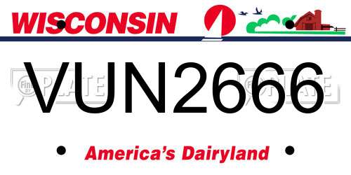 VUN2666 Wisconsin License Plate