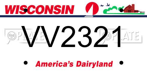 VV2321 Wisconsin License Plate