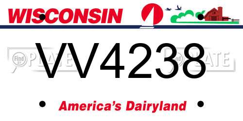 VV4238 Wisconsin License Plate