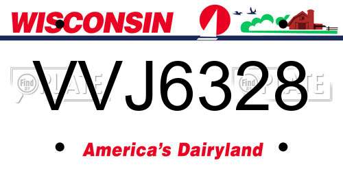 VVJ6328 Wisconsin License Plate