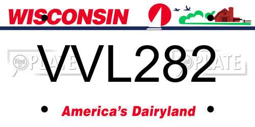 VVL282 Wisconsin License Plate