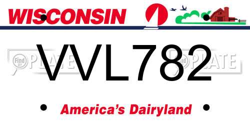 VVL782 Wisconsin License Plate