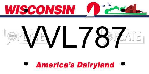 VVL787 Wisconsin License Plate