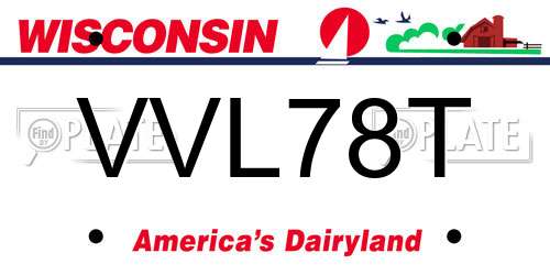 VVL78T Wisconsin License Plate