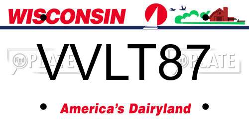 VVLT87 Wisconsin License Plate