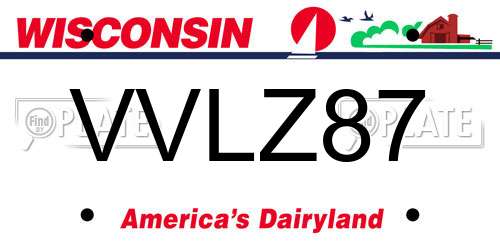 VVLZ87 Wisconsin License Plate