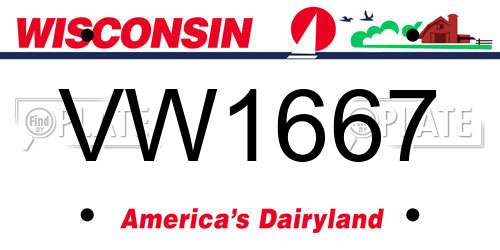 VW1667 Wisconsin License Plate