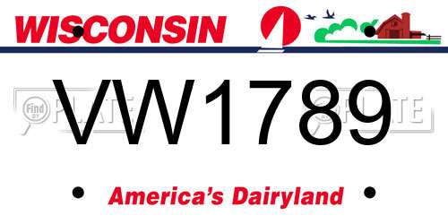 VW1789 Wisconsin License Plate