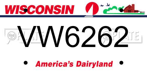 VW6262 Wisconsin License Plate