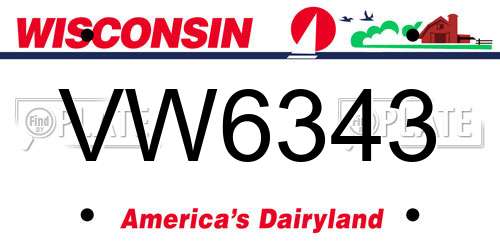VW6343 Wisconsin License Plate