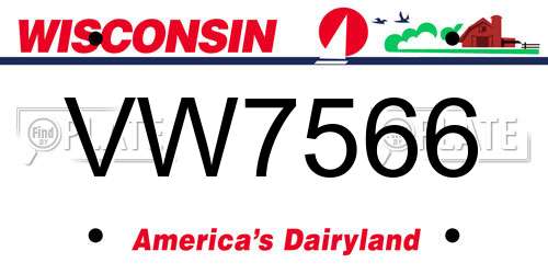 VW7566 Wisconsin License Plate