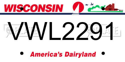 VWL2291 Wisconsin License Plate