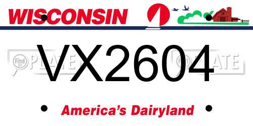 VX2604 Wisconsin License Plate