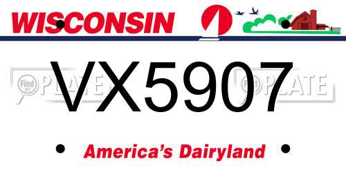 VX5907 Wisconsin License Plate