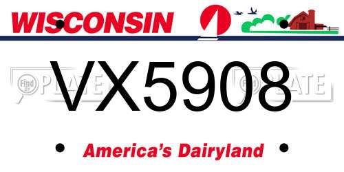 VX5908 Wisconsin License Plate