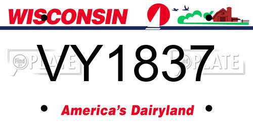VY1837 Wisconsin License Plate
