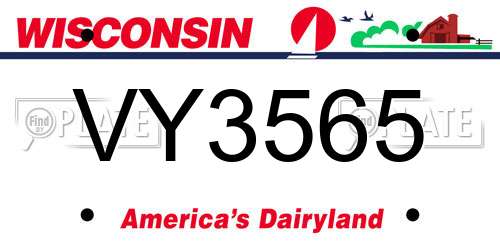 VY3565 Wisconsin License Plate