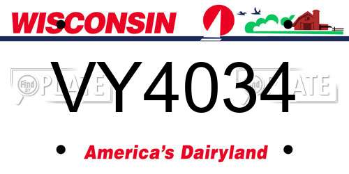 VY4034 Wisconsin License Plate