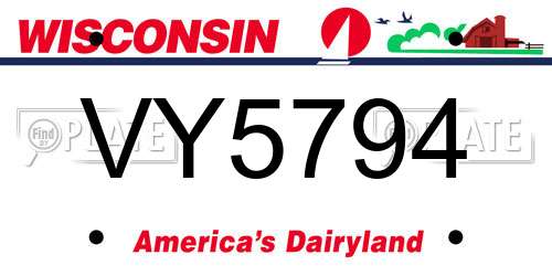 VY5794 Wisconsin License Plate