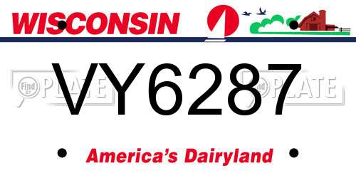 VY6287 Wisconsin License Plate