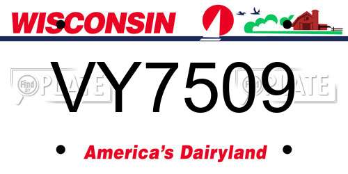 VY7509 Wisconsin License Plate