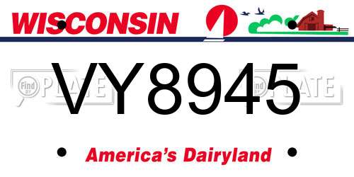 VY8945 Wisconsin License Plate