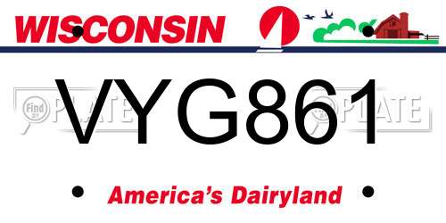VYG861 Wisconsin License Plate