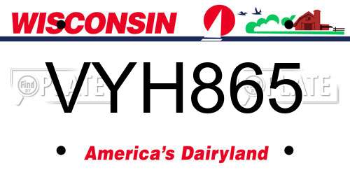 VYH865 Wisconsin License Plate
