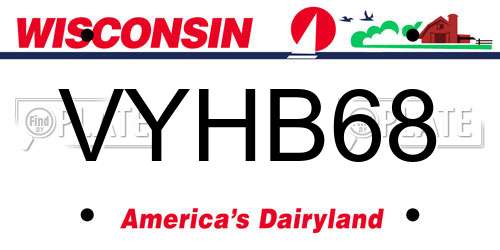 VYHB68 Wisconsin License Plate