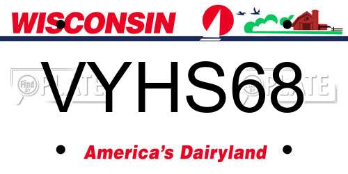 VYHS68 Wisconsin License Plate