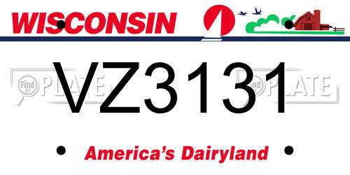 VZ3131 Wisconsin License Plate