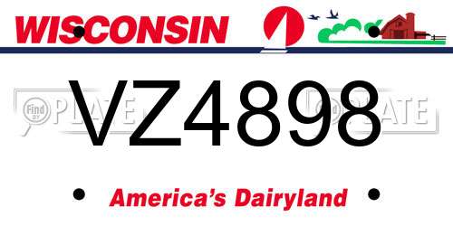 VZ4898 Wisconsin License Plate