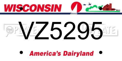 VZ5295 Wisconsin License Plate
