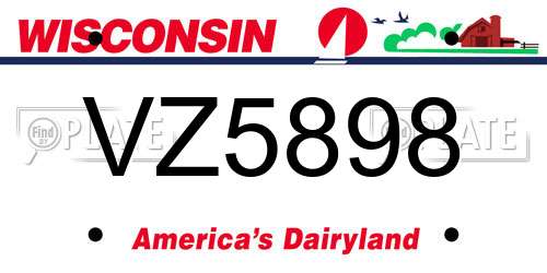 VZ5898 Wisconsin License Plate
