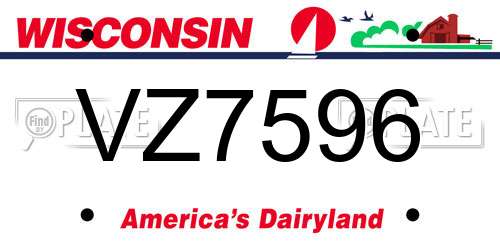 VZ7596 Wisconsin License Plate