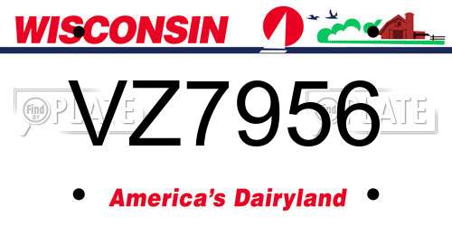 VZ7956 Wisconsin License Plate
