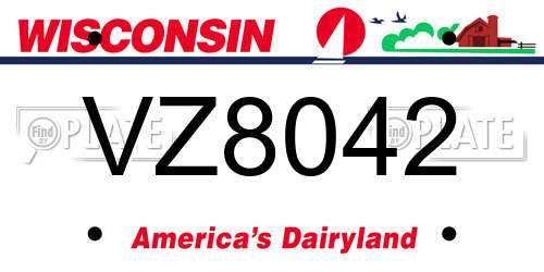 VZ8042 Wisconsin License Plate