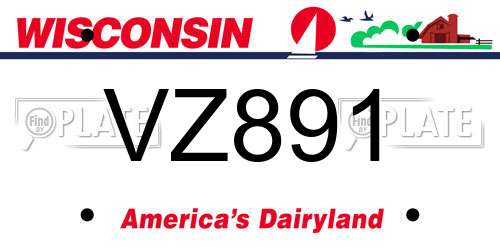 VZ891 Wisconsin License Plate