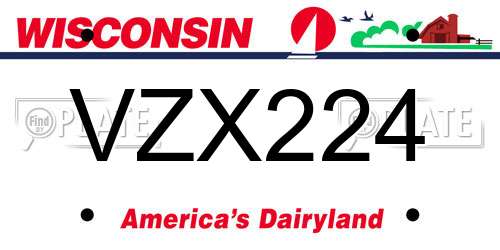 VZX224 Wisconsin License Plate