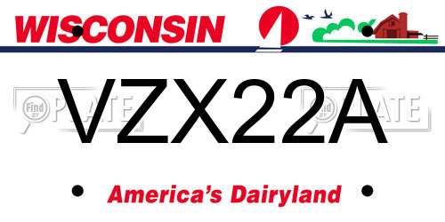 VZX22A Wisconsin License Plate