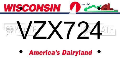 VZX724 Wisconsin License Plate