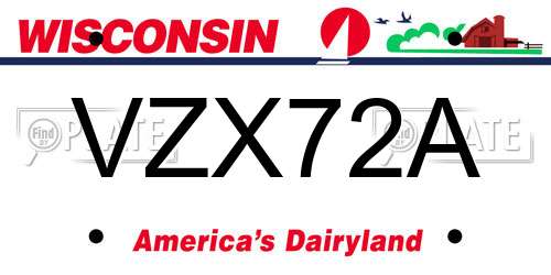 VZX72A Wisconsin License Plate