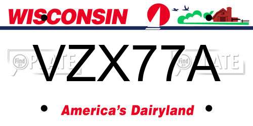 VZX77A Wisconsin License Plate
