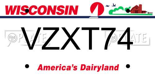 VZXT74 Wisconsin License Plate