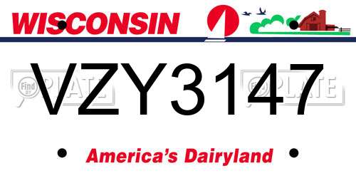 VZY3147 Wisconsin License Plate