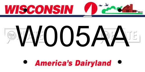 W005AA Wisconsin License Plate