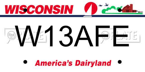 W13AFE Wisconsin License Plate